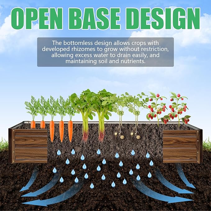 SnugNiture Galvanized Raised Garden Bed 8x4x1FT Outdoor Large Metal Planter Box Steel Kit for Planting Vegetables, Flowers