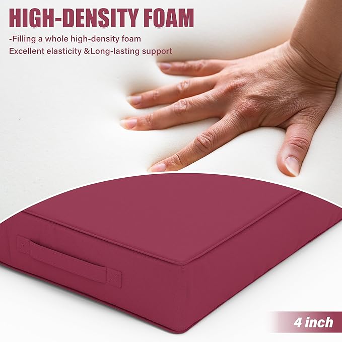 Patio Chair Cushions 22 X 22 X 4 Inch Waterproof Outdoor Seat Cushions for Patio Furniture, Outdoor Sofa Couch Pads with Ties & Handle, Set of 2, Fuchsiared