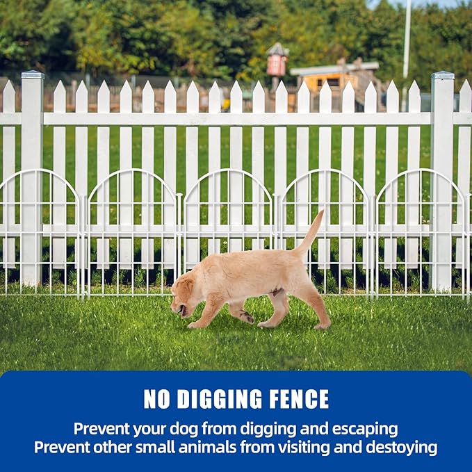 26 Pack Decorative Garden Fence, 17in X 28ft Arched No Dig Fence Border, Garden Edging Border, Rustproof Metal Animal Barrier with Ground Stake for Dog, Rabbit, Outdoor Yard Patio Decor, White