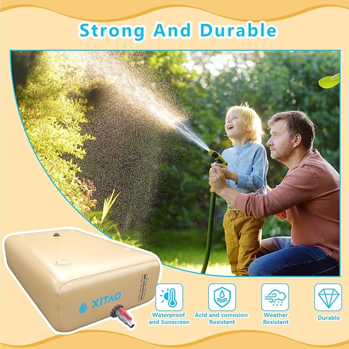 XITAO 264Gal/1000L Water Storage Bladder w/Water level Indicator, Large Capacity Foldable Water Storage Containers, Portable Emergency Water Tank Water Bag for RVs, Fire Prevention, Irrigation