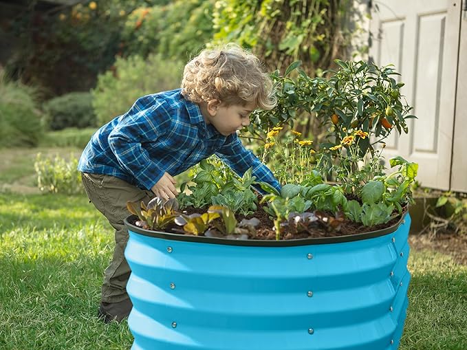 Galvanized Raised Garden Beds Outdoor // 4×2×1 ft Planter Raised Beds for Gardening, Vegetables, Flowers (Teal) // Large Metal Garden Box