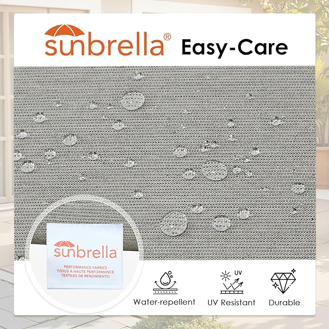 Outdoor Sunbrella Square Corner Seat Cushion, 18.5"x16"x3", Set of 4, Non Slip Outdoor Seat Cushion Pads with Removable Cover for Patio Furniture, Garden Yard Lawn, Specrtum Pebble