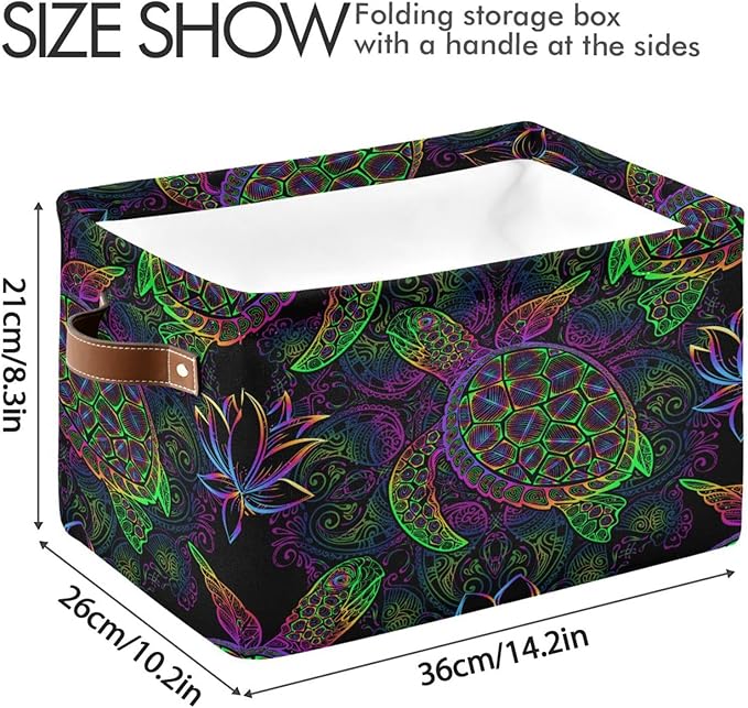 Rectangular Storage Basket Neon Animal Turtle Tortoise Organizer Bin Shelf Baskets For Clothes For Home Office Dorm