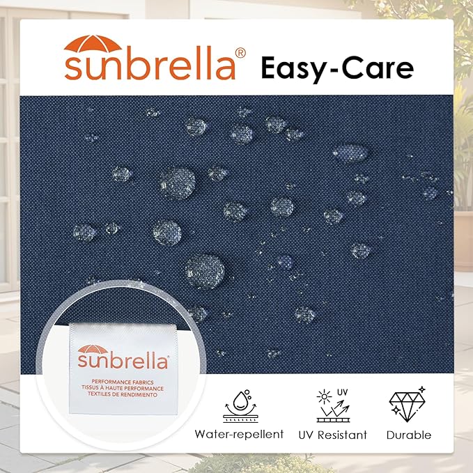 Outdoor Sunbrella Round Corner Seat Cushion, 17"x16"x2", Set of 4, Non Slip Seat Cushion Pads with Removable Cover for Patio Furniture, Garden Yard Lawn, Specrtum Indigo