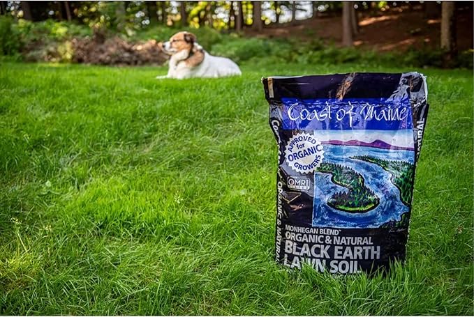 Coast of Maine Monhegan Blend (1 cu ft) Organic and Natural Black Earth Lawn Soil for Seeding Projects - Topdressing and Reconditioning Lawns