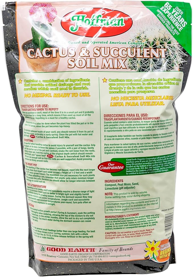 Hoffman 10410 Organic Cactus and Succulent Soil Mix, 10 Quarts