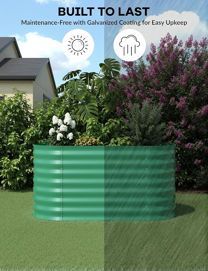 4x2x2 ft Raised Garden Bed,Galvanized Raised Planter Boxes Outdoor with Easy Assembly, Large Garden Bed for Vegetables, Fruits, Flower,Raised Garden Bed,Green