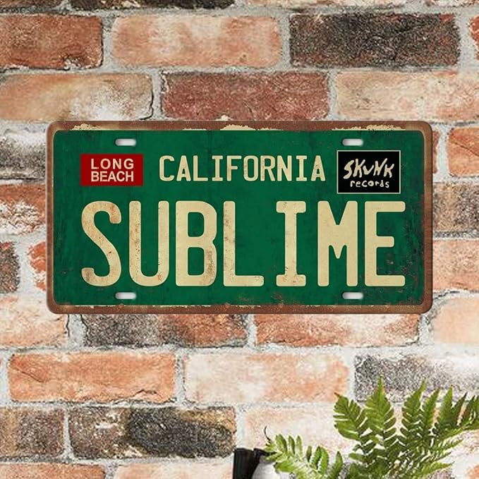 Vintage Metal Tin Sign Long Beach California Sublime Poster Grunge Hippie Room Decor Rock Band Posters Sublime Tapestry Funny Street Signs For Bedroom Wall Aesthetic 90s Bathroom Sign 12 X 6 Inch