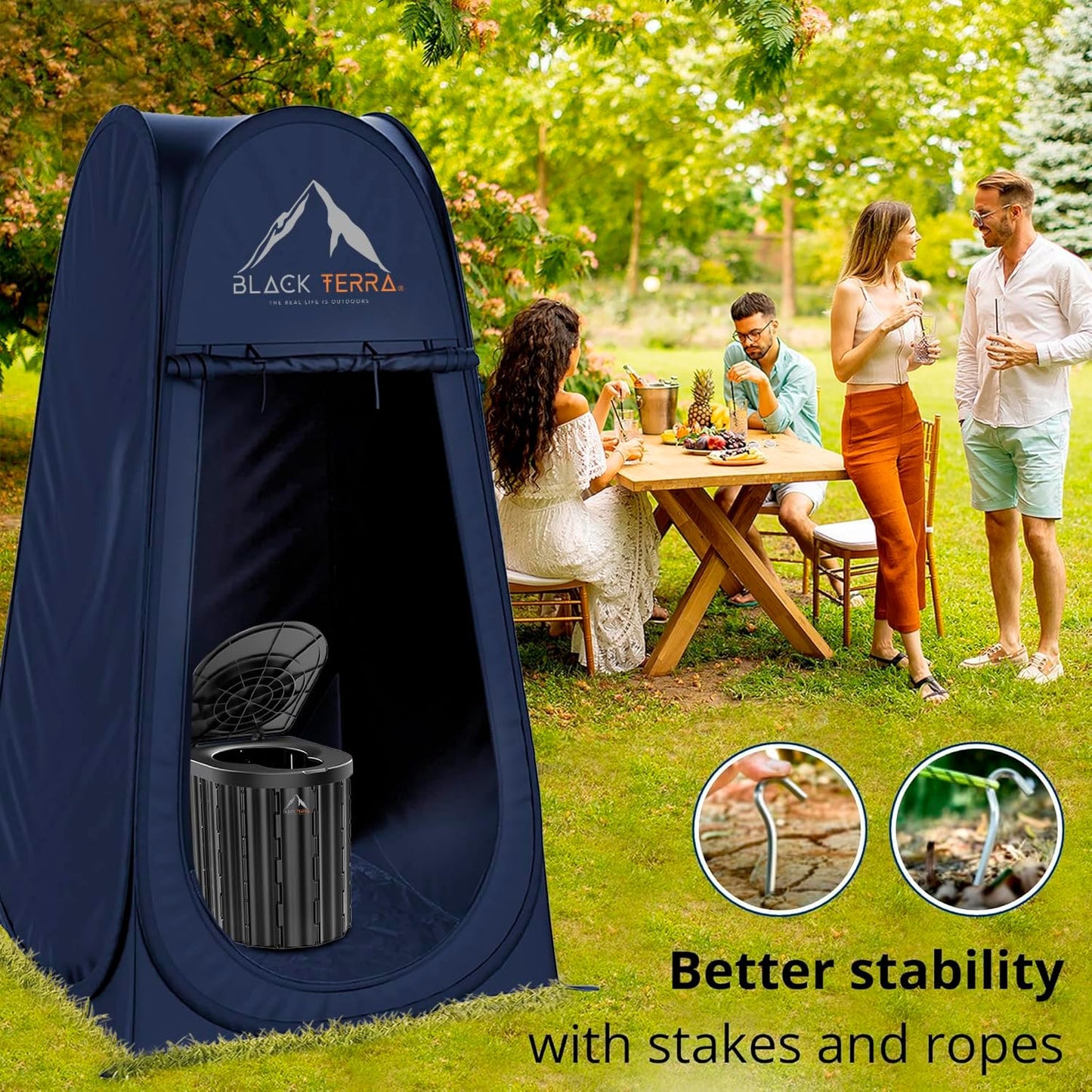 BlackTerra Portable Toilet for Adults - Portable Toilet for Camping Privacy Outdoor Bathroom Tent XL Portable Toilet Set for Adults