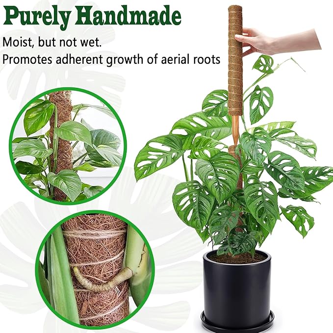 2 Pack 21 Inch Moss Poles, Stackable Moss Pole for Plants Monstera, 37 Inch Tall Moss Poles for Climbing Plants Indoor, Coir Totem Plant Support Stakes Stand for Potted Plants, Pothos
