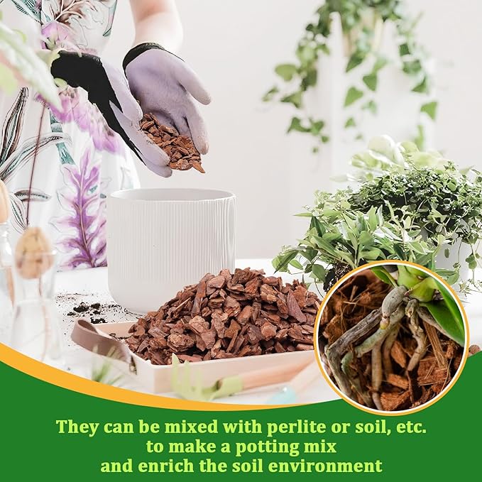 Legigo 6 Quarts Organic Orchid Potting Bark- All Natural Orchid Bark Potting Mix Pine Bark Wood Chips for Houseplant Mulch, Orchid Plants Root Development