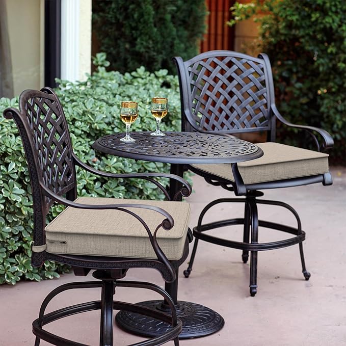 LVTXIII Patio Chair Cushions 19"x19"x3", Water-Repellent Outdoor Seat Cushions for Patio Furniture, Square Chair Pads with Ties for Home Garden Decoration, Set of 2, Light Grey