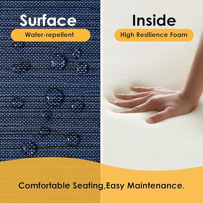 Outdoor Square Corner Seat Cushion, 19"x19"x3", Set of 4, Non Slip Seat Cushion Pads with Removable Cover for Patio Furniture, Garden Yard Lawn, Navy