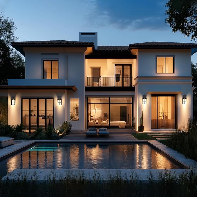 WIHTU Outdoor Wall Lantern, Waterproof Wall Sconce Light Fixtures, Porch Lights with Glass Shade, Exterior Light Fixtures, Aluminum Mount Lanterns, Anti-Rust Front Door Mount Lighting, 2 Pack