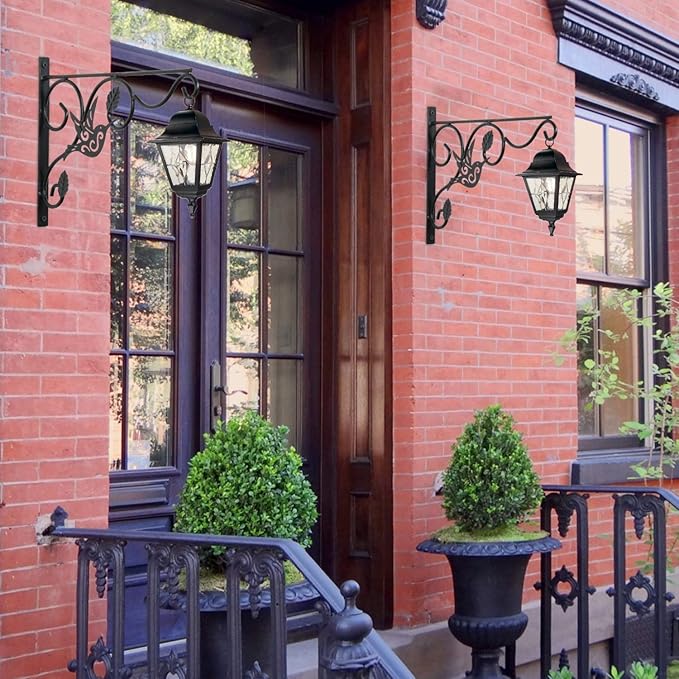 Hanging Plants Bracket, 2 Pack 12 inch Wall Planter Hook with Iron Screws Included, Decorative Plant Hanger for Bird Feeders, Wind Chimes Indoor, Flower Pot, Lantern, Outdoor Indoor Patio Decor