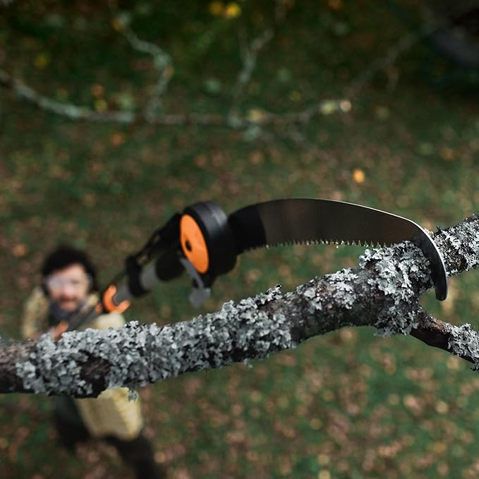 Fiskars 7-16 ft. Extendable 2-in-1 Pruner and Pole Saw For Tree Trimming, Tree Trimmer with Chain-Drive for Cutting Branches up to 1.25" Diameter with More Power, Garden Tools