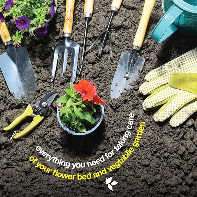 Gardening Tools Set of 10 - Complete Heavy Duty Garden Tools Set with Fashion Handbag - Durable Gardening Supplies Kit Ideal Gardening Gifts for Women