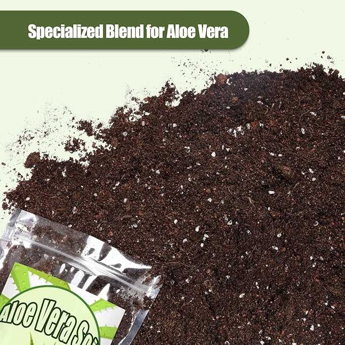 Aloe Vera Potting Soil Mix 1qt, Ready to Use for Seedling and Growing of Aloe Vera Plants or Other Houseplants