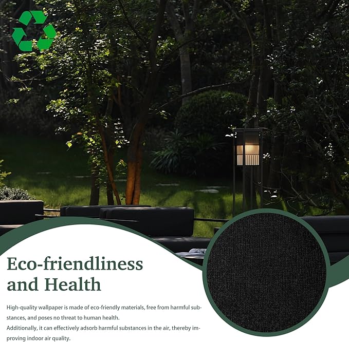 Dimoon 78.7''x17.7'' Black Peel and Stick Wallpaper Contact Paper Modern Self Adhesive Wall Paper Removable Renter Friendly Textured Solid Color Shelf Cabinet Vinyl Roll (78.7''x17.7'',Black)