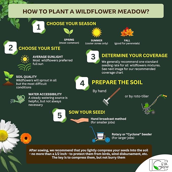 on The Go Seed Shaker - Midwest Wildflower Seeds Regional Mix - Organic, Non-GMO - 100% Pure Seed - 21 Different Wildflowers Seeds of Annual and Perennial, 8oz