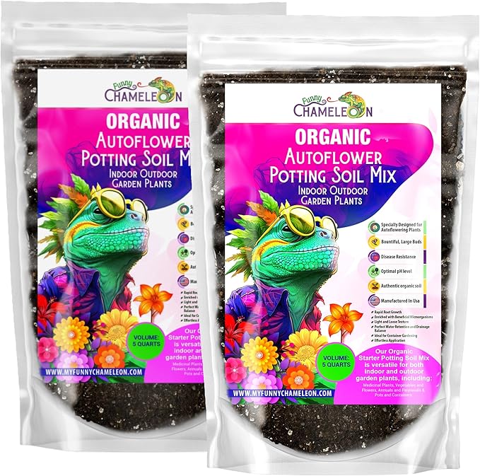 Organic Autoflower Potting Soil Mix β Ready-to-Use Living Soil, No Fertilizers Needed β Balanced Nutrients, Light Texture, Excellent Drainage, Boosts Germination & Root Growth (10 quarts)