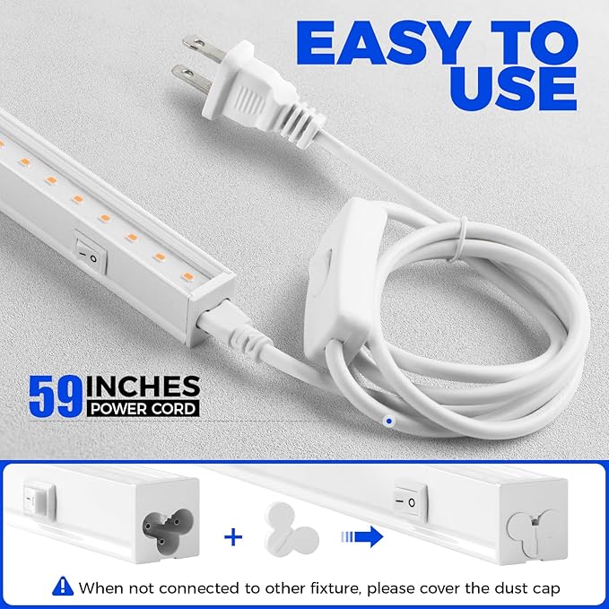 Barrina Grow Lights for Indoor Plants, Full Spectrum, 4ft 160W (8 x 20W), LED Grow Light Strip for Seed Starting, Greenhouse, Plug and Play, 8-Pack