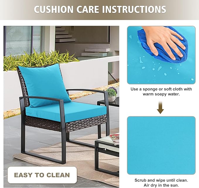 24x24 Inch Outdoor Cushions for Patio Furniture, Waterproof Outdoor Chair Cushions w/Fade-Resistant, Removable & Machine-Washable Covers, Deep Seat Sofa/Couch Pad Replacement – Set of 4, Teal