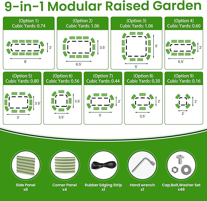 8 X 2 X 1.4 Ft Galvanized Raised Garden Bed,Sturdy and Easy to Assemble Oval Raised Planter Beds Outdoor for Vegetables, Gardening, Flowers, Fruits(Light Green)