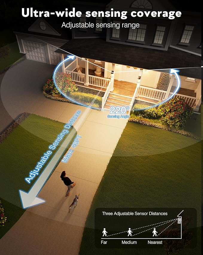 Motion Sensor Outside Lights for House, Modern Dusk to Dawn Outdoor Lighting, 2 Pack Gold Anti-Rust Outdoor Wall Lights with Transparent Glass, Waterproof Outdoor Porch Lights for House, Patio