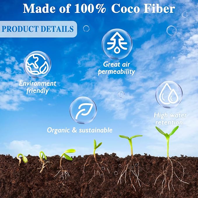 ZeeDix 150pcs(30mm) Compressed Coco Coir Fiber Potting Soil- Coir Medium, Coconut Soil for Indoors or Outdoors, Bonsai, Herbs, Plants, Flowers and Vegetables