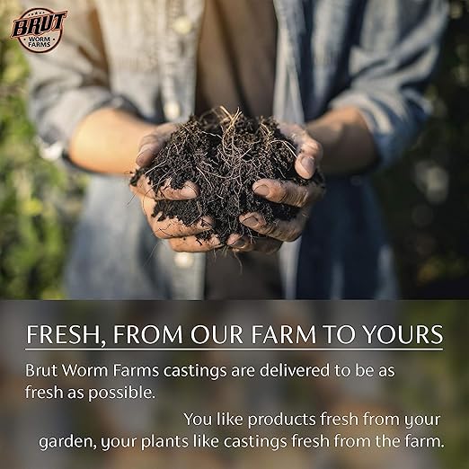 Brut Organic Worm Castings – 30 Lb – Garden's Elixir for Thriving Blooms & Harvests! (8 Pack)