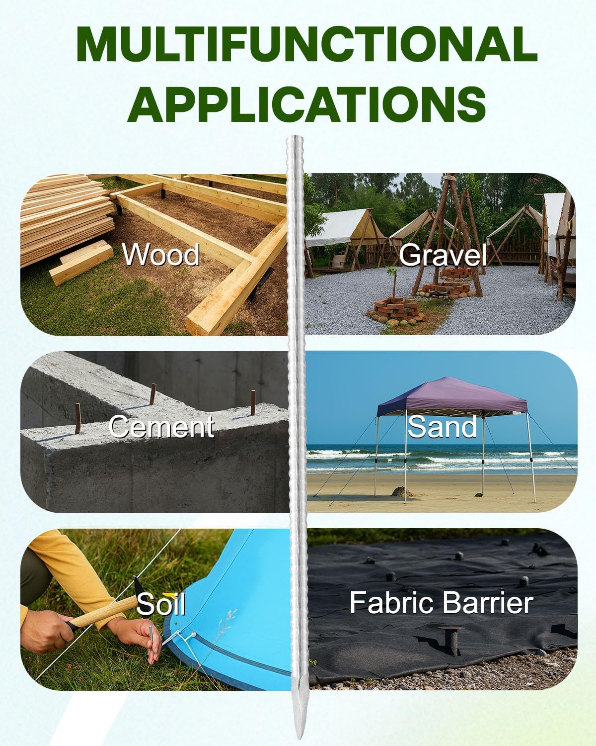 12 Inch Ground Rebar Stakes, 20 Pack Heavy Duty Steel Plant Support Garden Stakes with Chisel Point End, Straight Steel Anchors for Concrete, Garden, Fence, and Tent Support