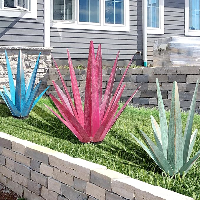 Large Tequila Rustic Sculpture, Rustic Metal Agave Plants for Outdoor Patio Yard, Garden Statue Outdoor Clearance Lawn Ornaments