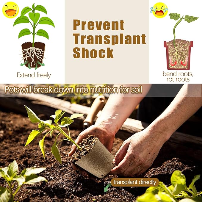 Peat Pots, 34 Pack 3.15 Inch Biodegradable Planting Peat Pots for Seedlings, Garden Plant Seed Starter Pots with Drainage Holes Seed Starting Pots for Organic Vegetable Flower, Bonus 34 Plant Labels