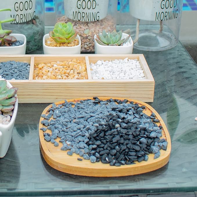 Anothera Stones for Plants, 3LB Smooth Natural Black River Rocks, Plant Aquarium Gravel Stones for Succulents Bonsai Terrarium Vase Fillers Fish Tank Indoor Outdoor Garden Decor(6-9 mm)