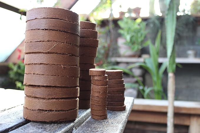 Coco Coir Discs (35mm 50-Pack) - Organic Coconut Coir Seed Starting Discs - Coconut Fiber Seedling Soil for House Plants, Potting Soil, & Indoor Plants - Organic Coco Coir for Plants & Potting Mix
