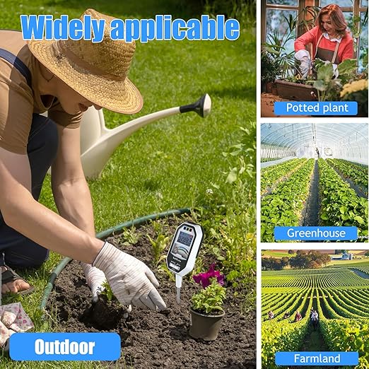 Soil Moisture Meter, 7-in-1 Soil PH Tester/Soil Moisture/Fertility with Removable Probe, LCD Display Air Temp/Air Humidity/Sunlight Intensity/BGR Spectral for Plants Garden, Lawn,Indoor Outdoor Plants