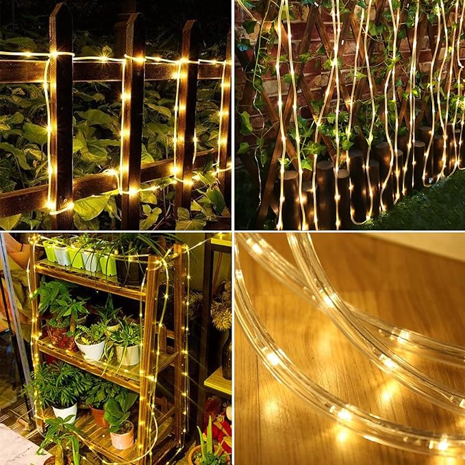 Solar Rope Light 3 Pack 39 FT 100 LEDs IP65 Waterproof Outdoor LED Solar Outdoor Lights for Party Garden Yard Home Wedding Christmas Halloween Holiday Tree Decoration Lighting(3 Pack)