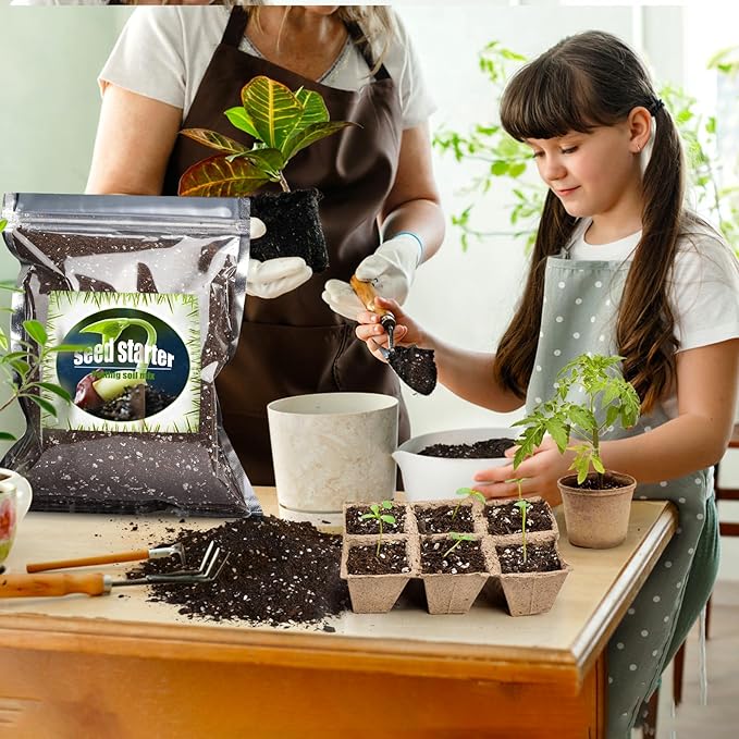 Organic Seed Starter Premium Potting Soil Mix 1qt, All Natural Seed Starter Mix for Fast Germination and Vigorous Seedlings with Strong Root Systems