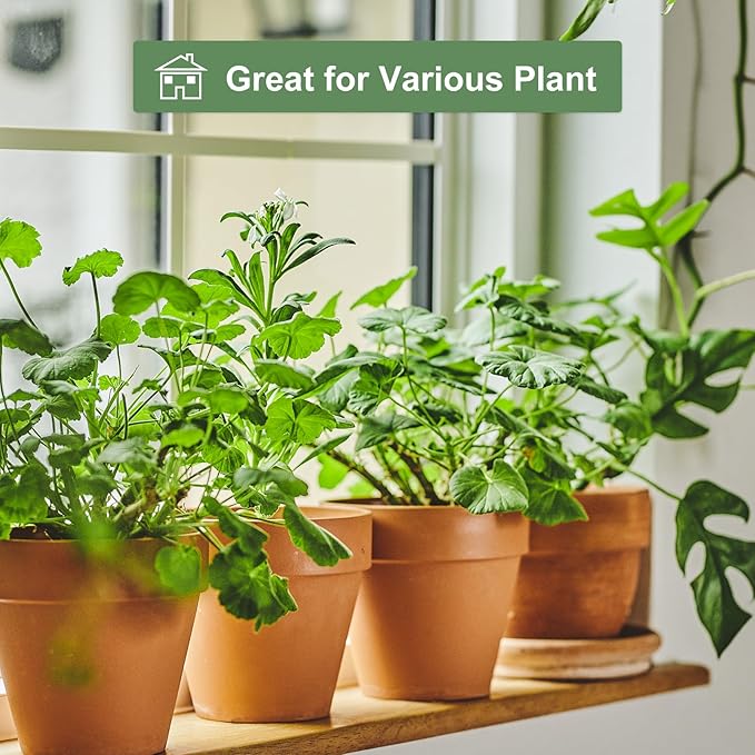 6 inch Clay Pots for Plants with Saucer, Large Terra Cotta Plant Pots with Drainage Hole, Flower Pots with Tray, Terracotta Pots for Indoor Outdoor Plant - Pack of 4 Planters