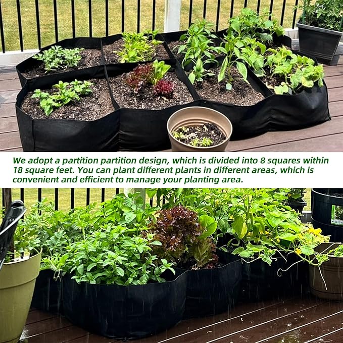 CJGQ 2 Pack Fabric Raised Garden Bed 6x3x1ft Garden Grow Bed Bags for Growing Herbs, Flowers and Vegetables 128 Gallonā¦
