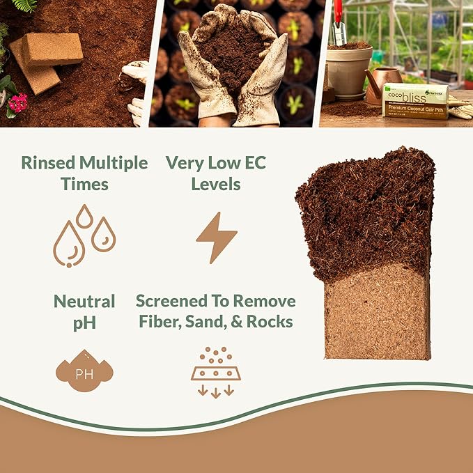 Coco Bliss 650gm Bricks (50-Pack) - Organic Coco Coir for Plants - OMRI-Listed Coco Coir for Garden Soil & Potting Mixes - Coconut Fiber Mixes with Potting Soil for Indoor Plants & Outdoor Plants