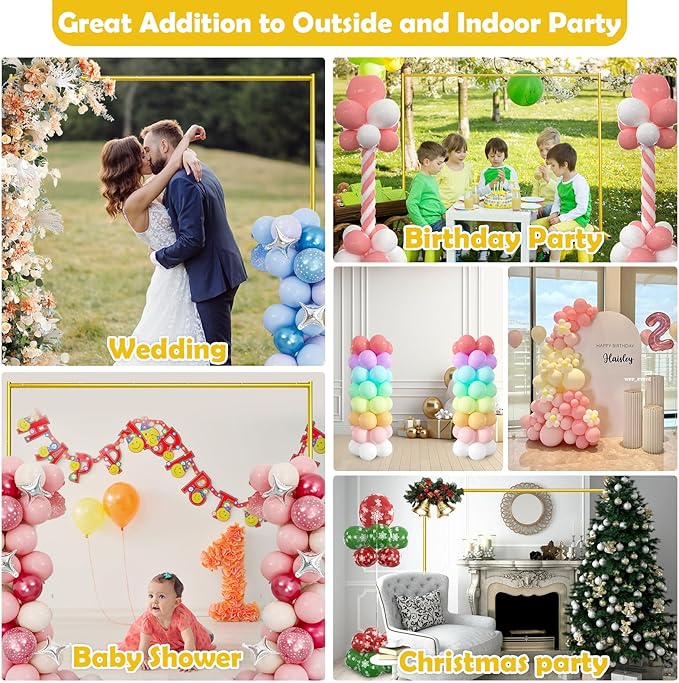 Wedding Arch Backdrop Stand 6.5FT Metal Backdrop Stand with 2 Pcs Adjustable Balloon Column Stand Gold Wedding Arch Frame for Birthday Party Graduation Baby Shower Ceremony Outdoor Supplies Dรฉcor