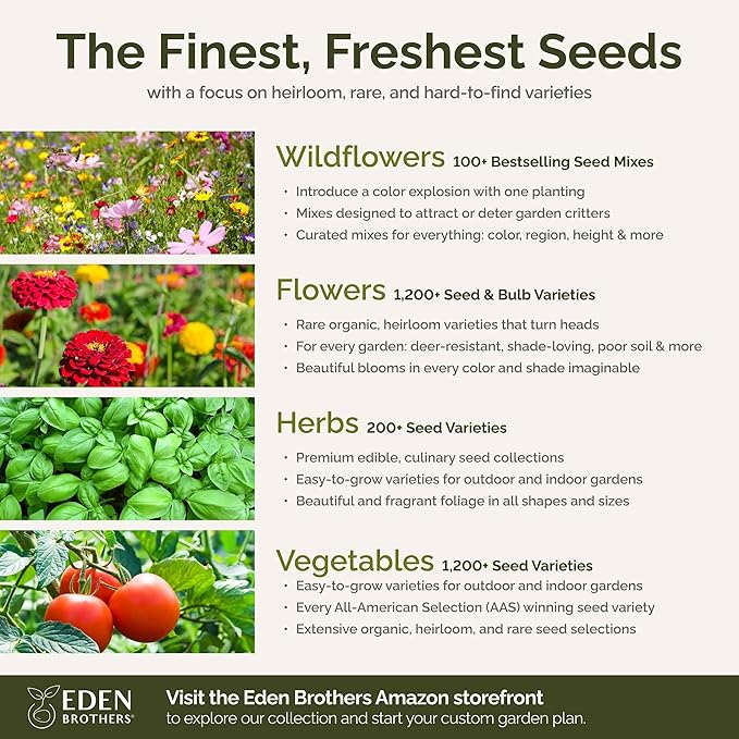 Eden Brothers Deer Resistant Wildflower Mixed Seeds for Planting, 25 lb, 12,000,000+ Seeds with Foxglove, Forget Me Not | Attracts Pollinators, Plant in Spring or Fall, Zones 3, 4, 5, 6, 7, 8, 9, 10