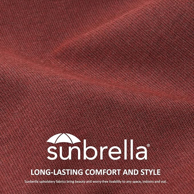 Sunbrella Square Corner Seat Cushions, 19" x 19" x 3", Set of 4, Indoor Outdoor Water Repellent Universal Chair Pads with Ties for Patio Furniture, Garden Dining Chairs, Spectrum Brick