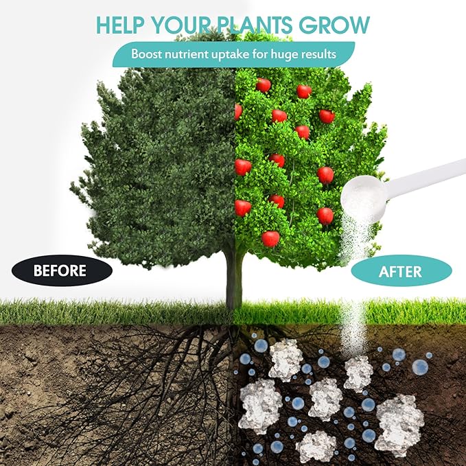 5LB Water Storing Crystals for Plants with Spoon, Water Gel Solves Plant Over-Watering and Drought Problems, Keeps The Soil Moist, Small Water Storing Polymer Crystals for Plants Candle