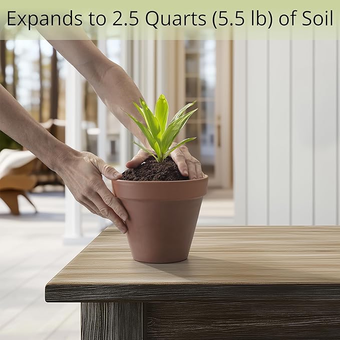 Coconut Coir Potting Soil for Indoor Plants - Expands to 2.5 Quart (5.5 lb) | Perfect for General Houseplants, Herbs, and Bonsai Trees - Expands with Water