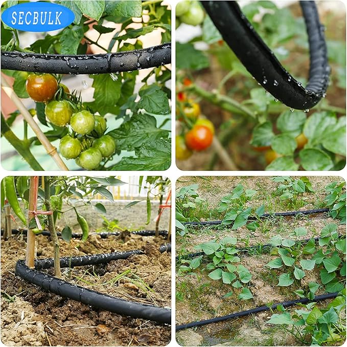 Flat Soaker Hose for Garden Beds 10 25 50 75 ft, 25" Short Linkable Drip Irrigation Hose Save 80% Water, Leakproof Watering Hose with Holes