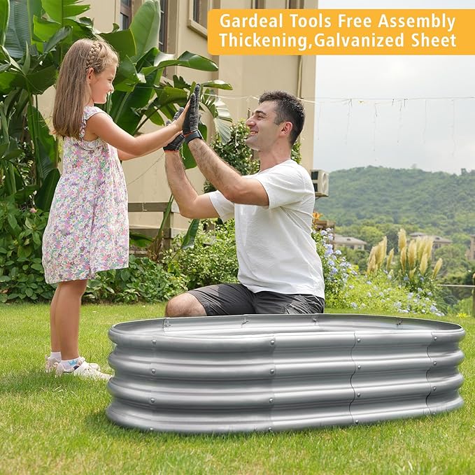 Garden 6x3x1ft Galvanized Raised Garden Bed Kit - Metal Planter Boxes for Vegetables/Herbs/Flowers, Heavy-Duty Steel Outdoor Garden Box with Reinforced Edges(6X3X1FT)