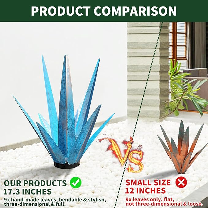 Large Tequila Rustic Sculpture, Rustic Metal Agave Plants for Outdoor Patio Yard, Garden Statue Outdoor Clearance Lawn Ornaments